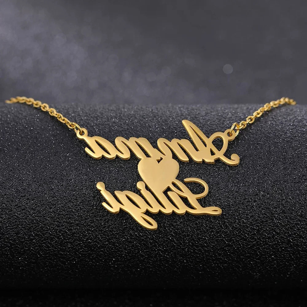 Customized Couple Double Name Pendant Necklace for Women Stainless Steel Jewelry Personalized Love Letter Choker Christmas Gifts 250210