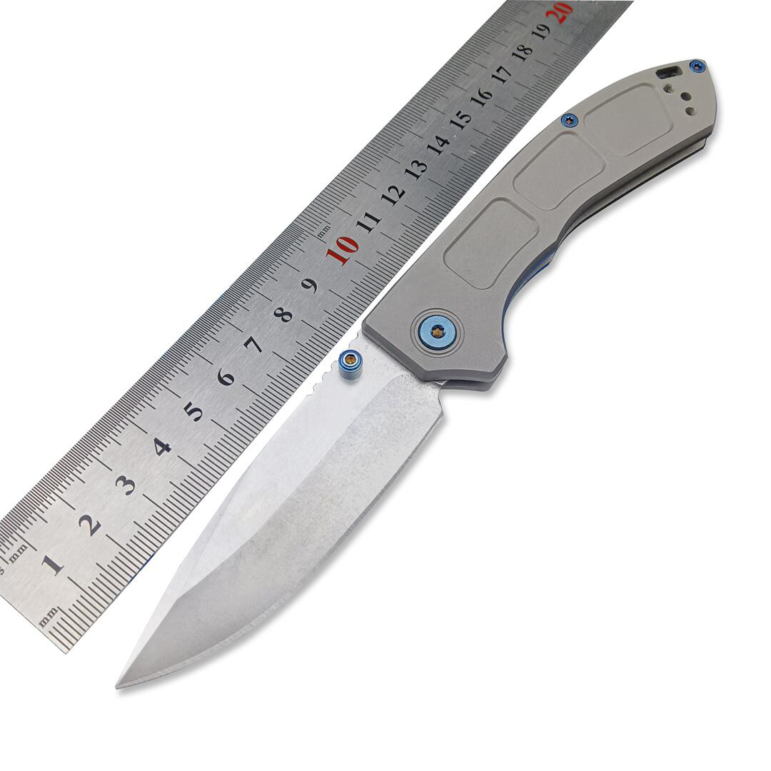 Hot 748 Narrows AXIS Folding Knife 3.14 M390 Satin Drop Point Blade, Gray Titanium Handles