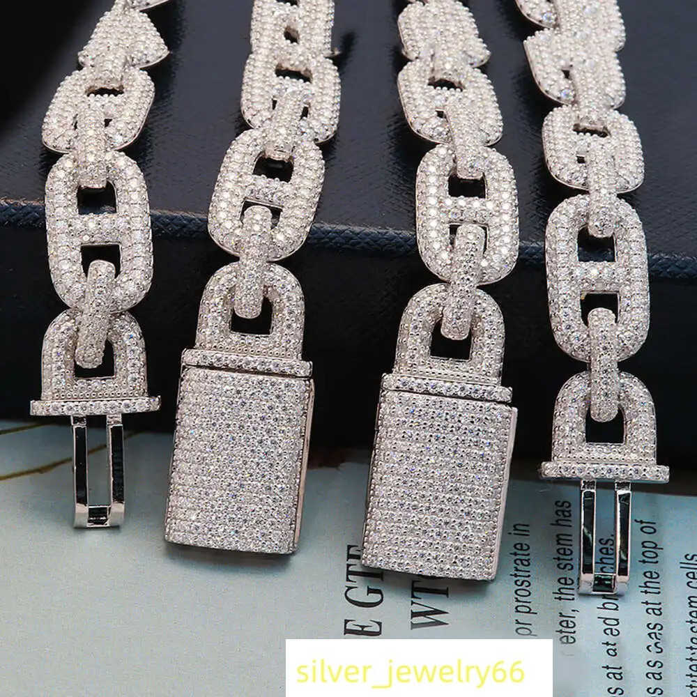 Pass Diamond Tester 925 Sterling Silver Setting 15mm Iced Out Moissanite Diamond Hip Hop Cuban Link Chain Miami Necklace Jewelry