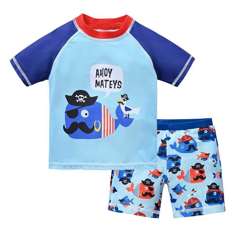 Kids Boy Swimsuit Cool Print 2 Pcs/lot 1-7 Years Summer Children Board Shorts Children Boys Swimwear Beach SurfingXJ250214