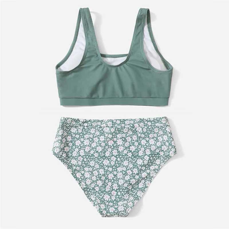 Girls Swimsuit Two Piece Childrens Swimwear Summer 8~14Year Teenager Girls Beachwear Kids Bikini SetsXJ250214