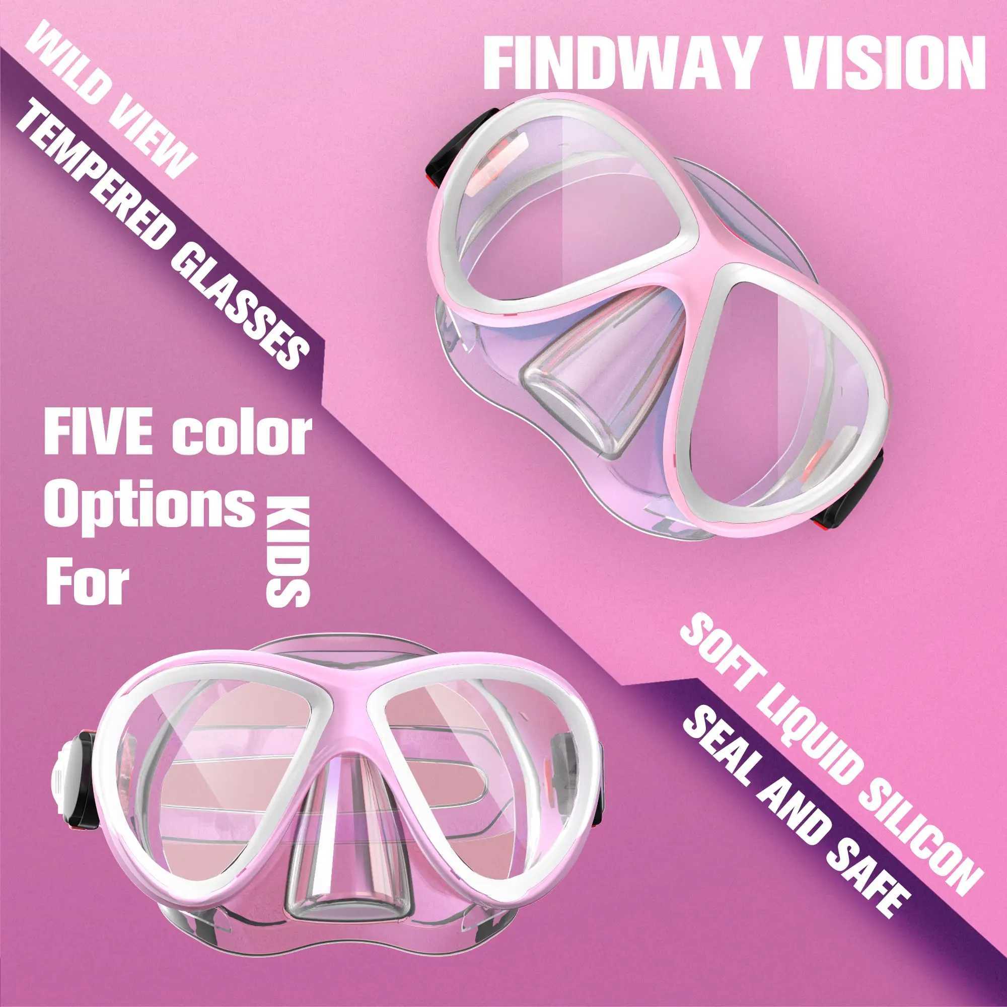 Findway Snorkel Mask for Kids Swimming Goggles Kids with Nose Cover for 4-14 Year Old Boys and Girls No Leakage Diving Masks Z250215