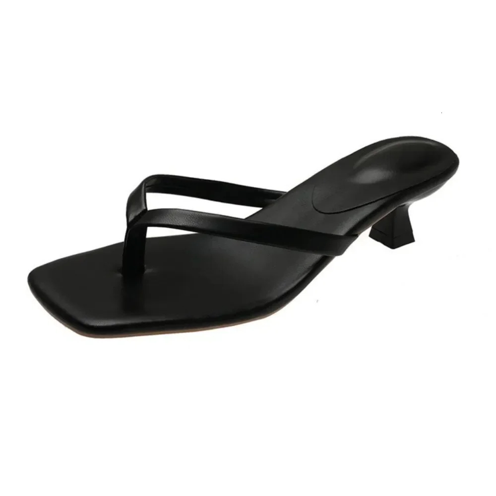 Clip-toe Fashion Sandals Women 2024 Summer Thin Heel Flip Flops Ladies er Casual Solid Color Slippers for Women 250214