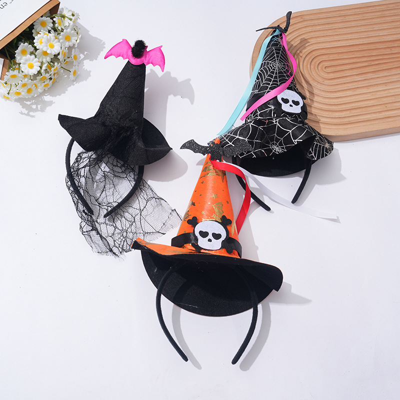 Magical Halloween Witch Hat Hair Band with Glittery Lace Detail - Perfect for Parties & Events