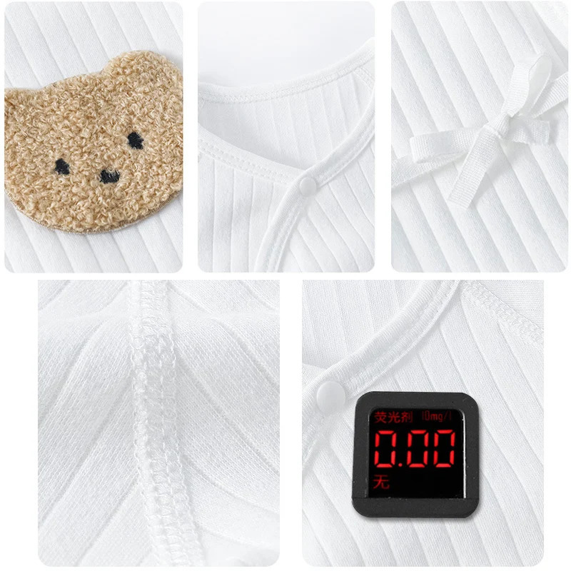 Boys and girls one-piece dress 100% pure cotton baby long sleeved jumpsuit baby pure cotton knitted thin jumpsuit 250214