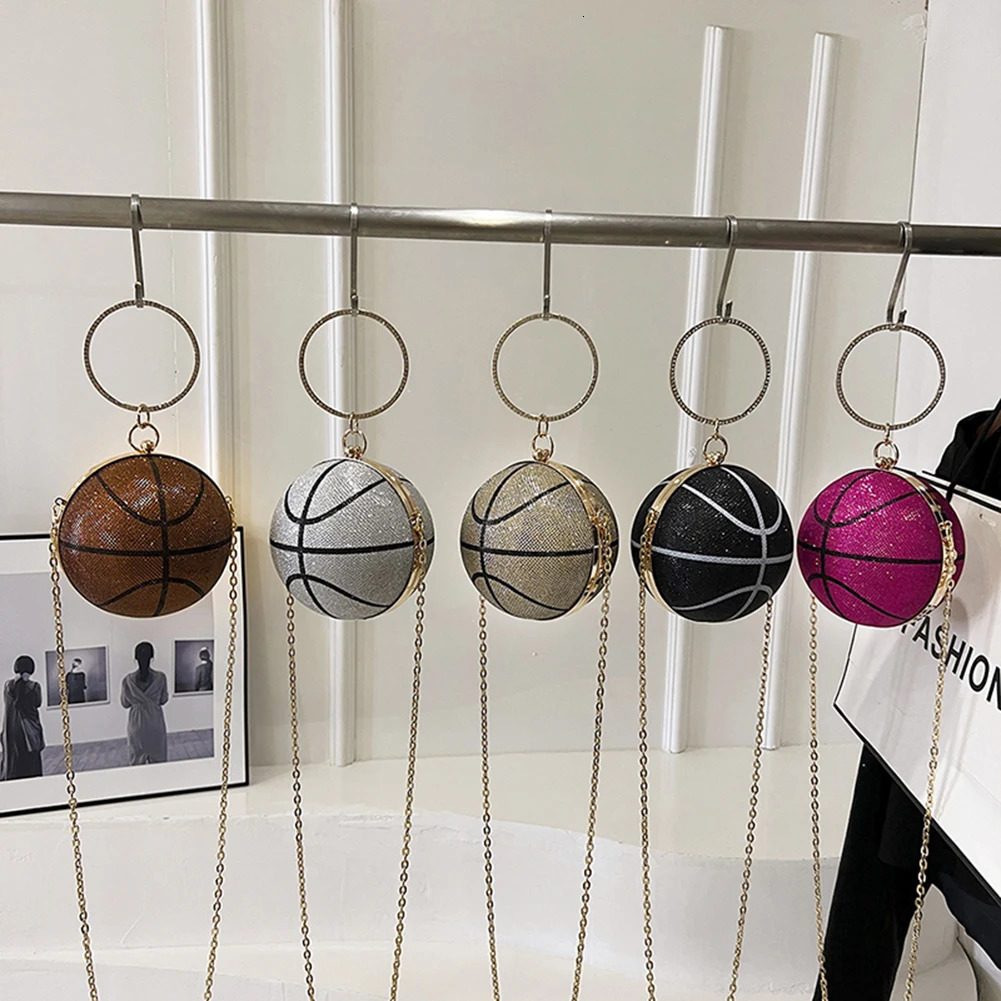 Womens fashionable shoulder bag basketball evening novel handbag large capacity chain creative hanging 250213