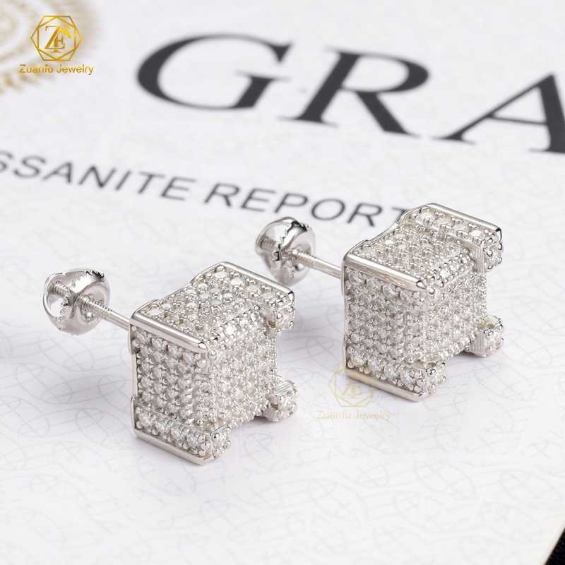 GRA Certified VVS Moissanite Earrings Solid 925 Sterling Silver HipHop Stud Earring Daily Life Moissanite Men Earrings