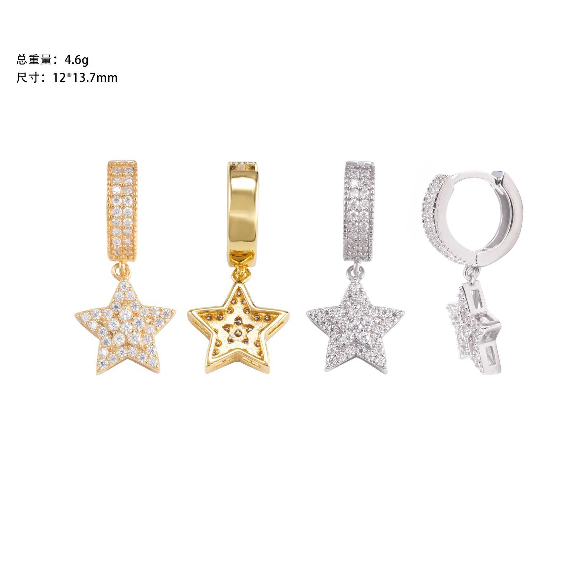 New Creative Design Star Pendant Earrings 925 Silver vvs vs Mozambique Classic Style Mens and Womens Commuting Earrings