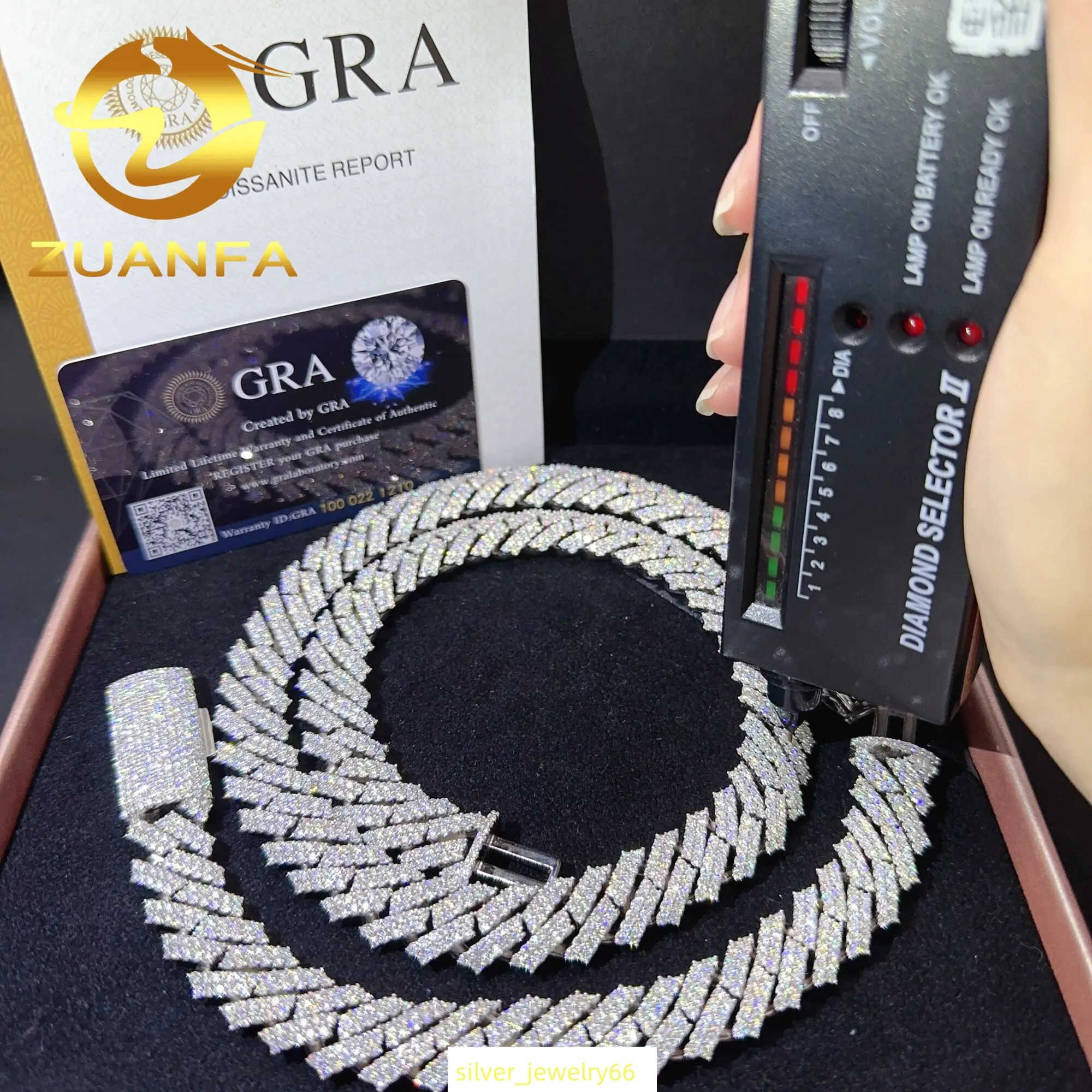 Wholesale price sterling silver hip hop jewelry cuban chain necklace bracelet iced out jewelry vvs moissanite diamond cuban lin