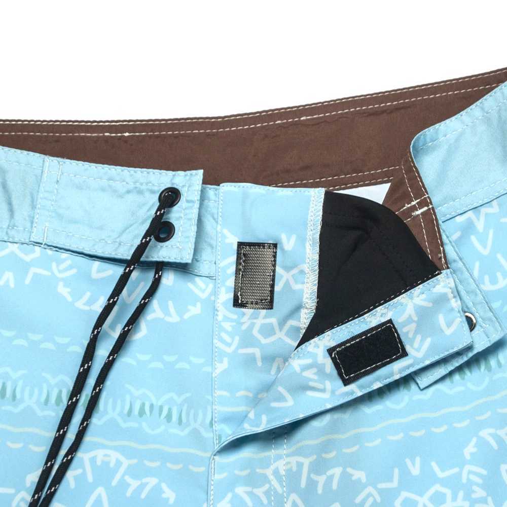 Blue floral printed board mens surfing swimsuit 4-way stretch quick drying waterproof thin beach shorts Bermuda swimsuit W250215