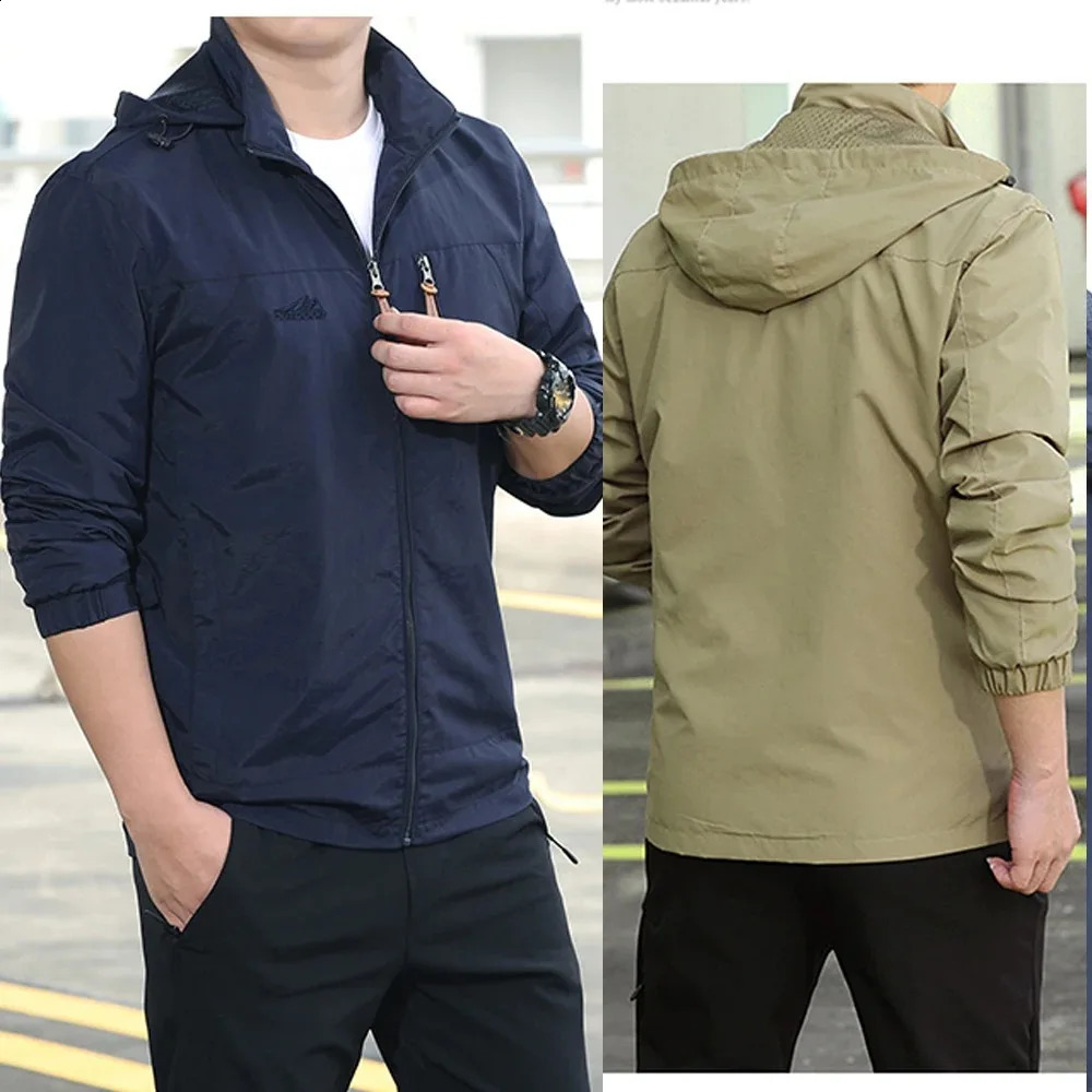 Mens Tactical Casual Jacket Waterproof Outdoor Hooded Coat Oversized Windscreen Sports Military Camping Overalls 250210