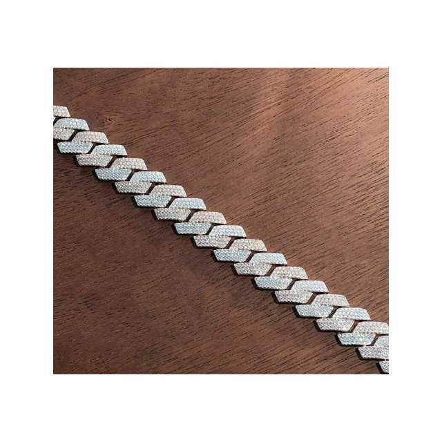 Arrival 2 Tones 18mm Miami Cuban Link Chain Vvs Moissanite Diamond Stubbed 925 Sterling Silver Gold Plated