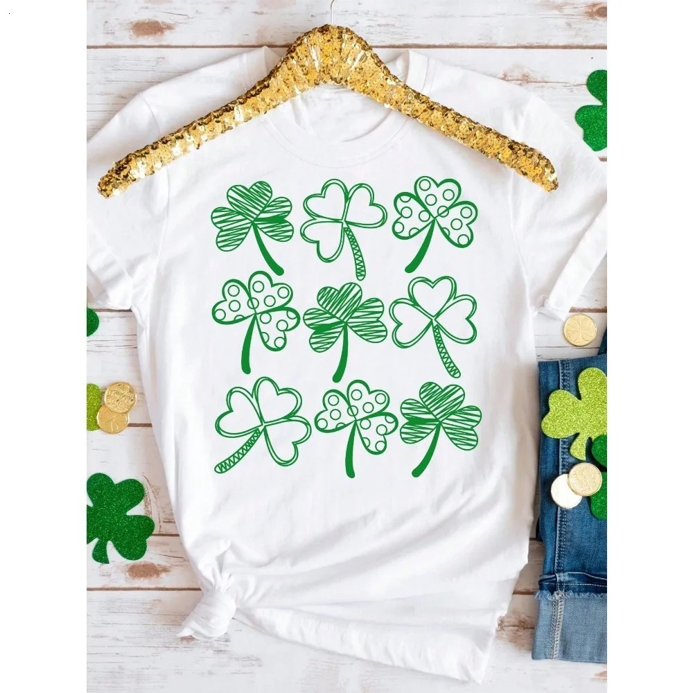 Designer 2025 New Short Sleeved T-shirt Clover Men And Women Plus Size Round Neck Top