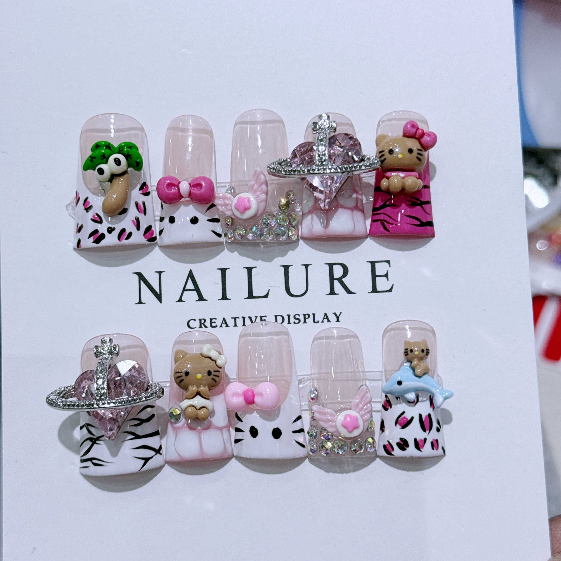False Nails Duck billed nail art K door Duckbed=Forever Kitty French Hot Girl Cute Handmade Wearing Armor H25215