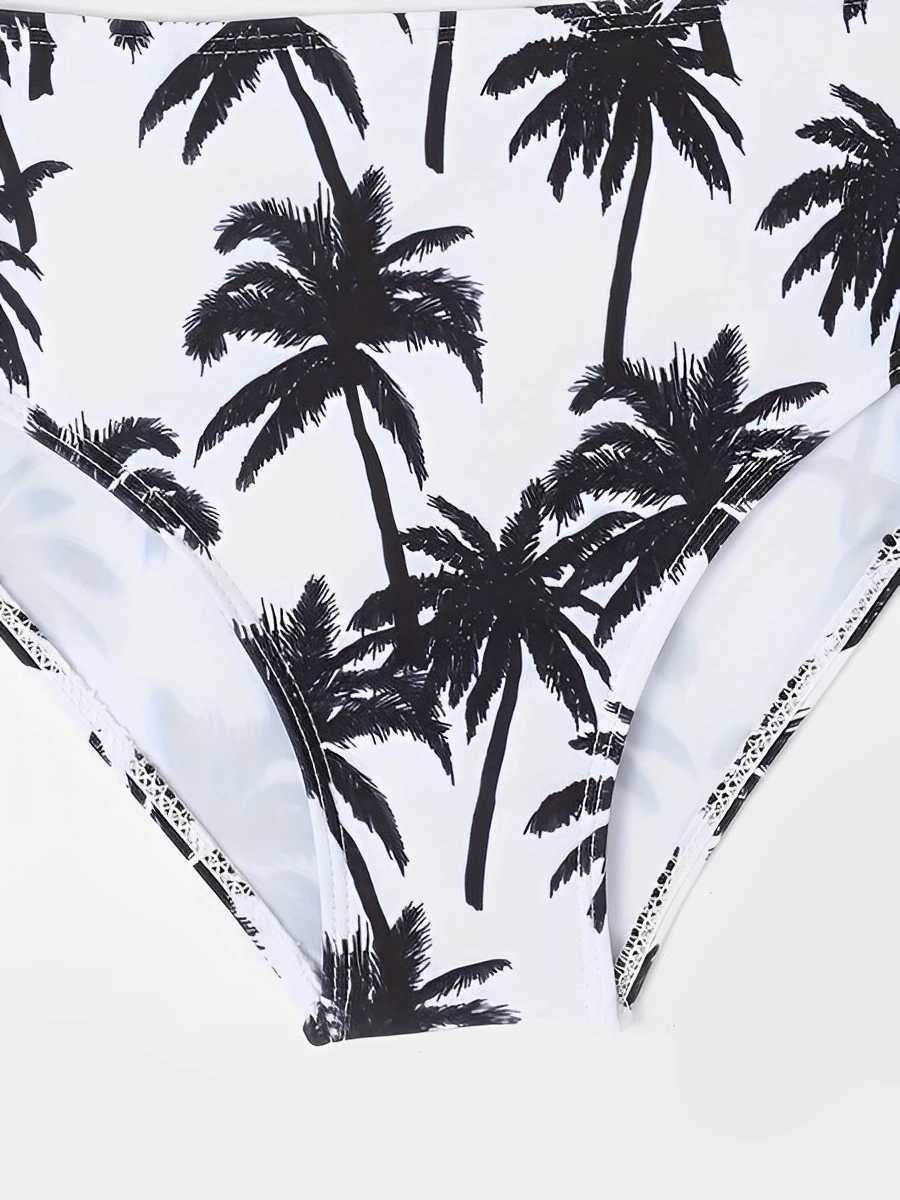 2024 Print Strappy High Waist Bikini Girls Swimsuit Kids Swimwear Female Childrens Bathers Bathing Swimming Swim Suit BeachwearXJ250214