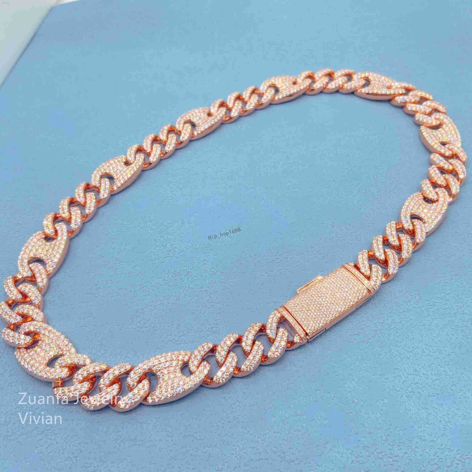 Hip Hop Sterling Silver S925 Jewelry Designer Jewelry Statement Necklaces Vvs Moissanite Diamond Cuban Link Chain