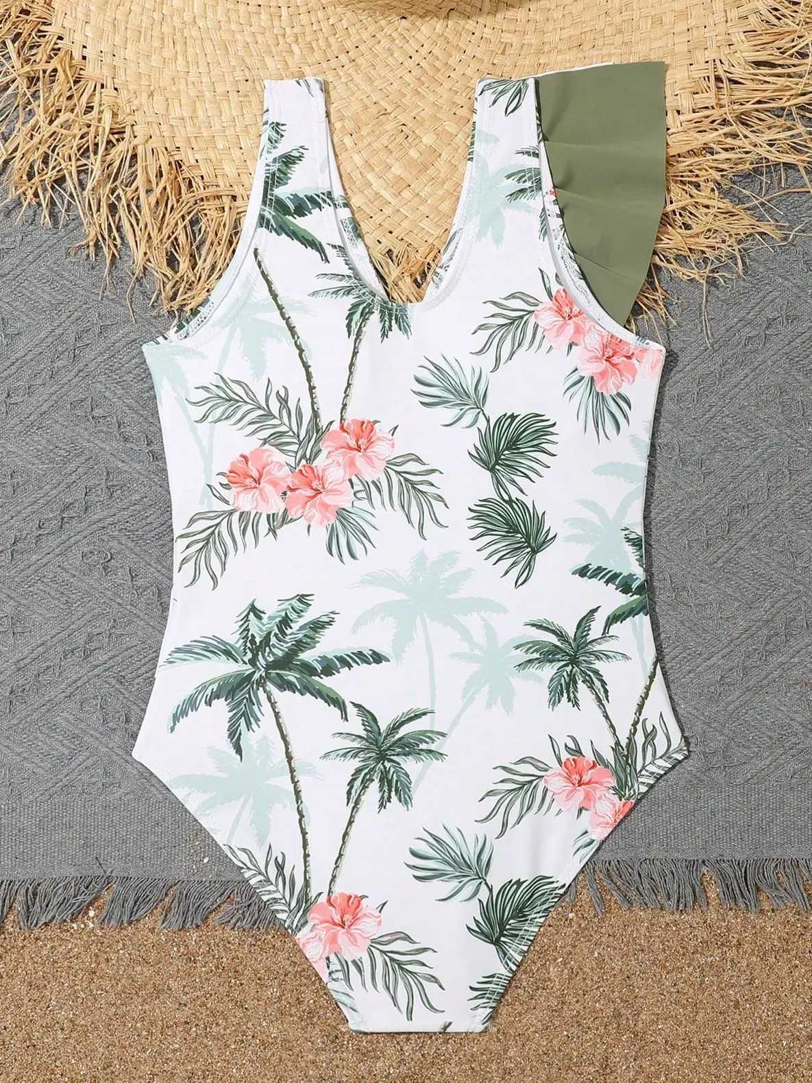 2023 Printed Ruffle Girls Swimsuit One Piece Kids Swimwear Female Childrens Bathers Bathing Swimming Swim Suit BeachwearXJ250214