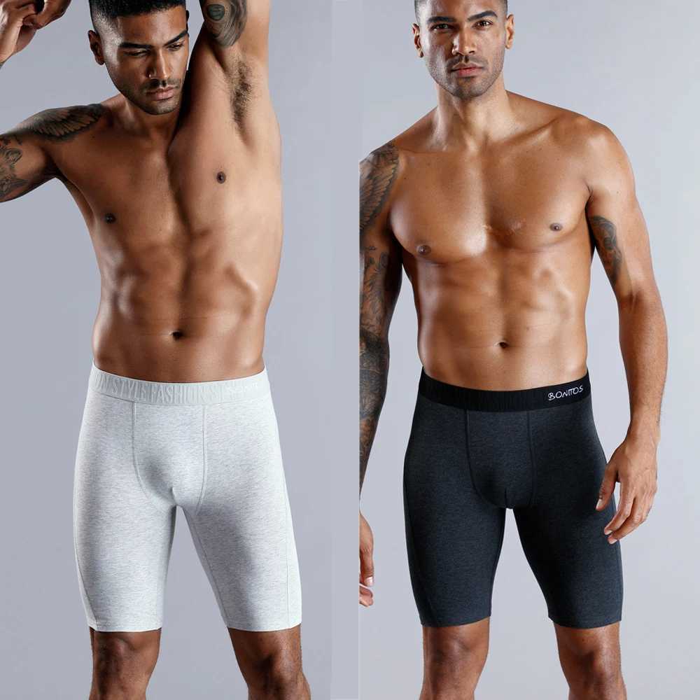 4pcs long boxers for men underwear plus size Mens panties sexy long leg underpants cotton Mens boxer shorts fashion male TrunkT250210