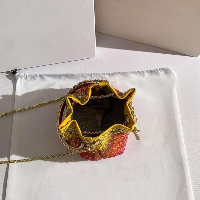 Handmade Rhies Evening Clutch Bag Purses And Handbag Designer Shoulder Shiny Crystal Clutch Purse Bucket Bag