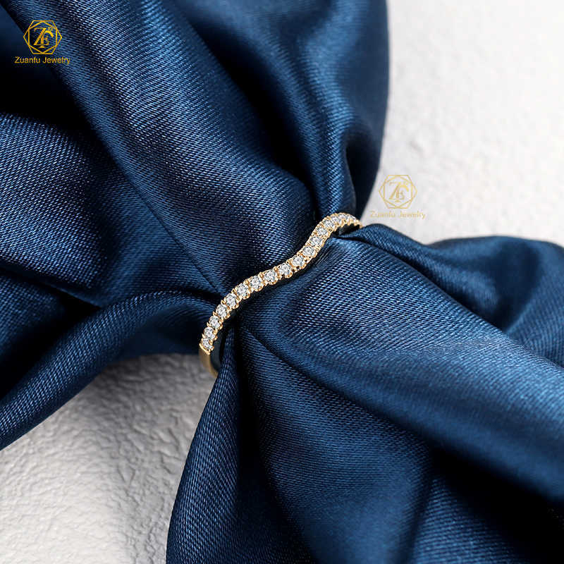18K Yellow Gold 1.3mm FG VS Round Natural Diamond Half Band Eternity Ring for Fashion Engagement Daily Wear