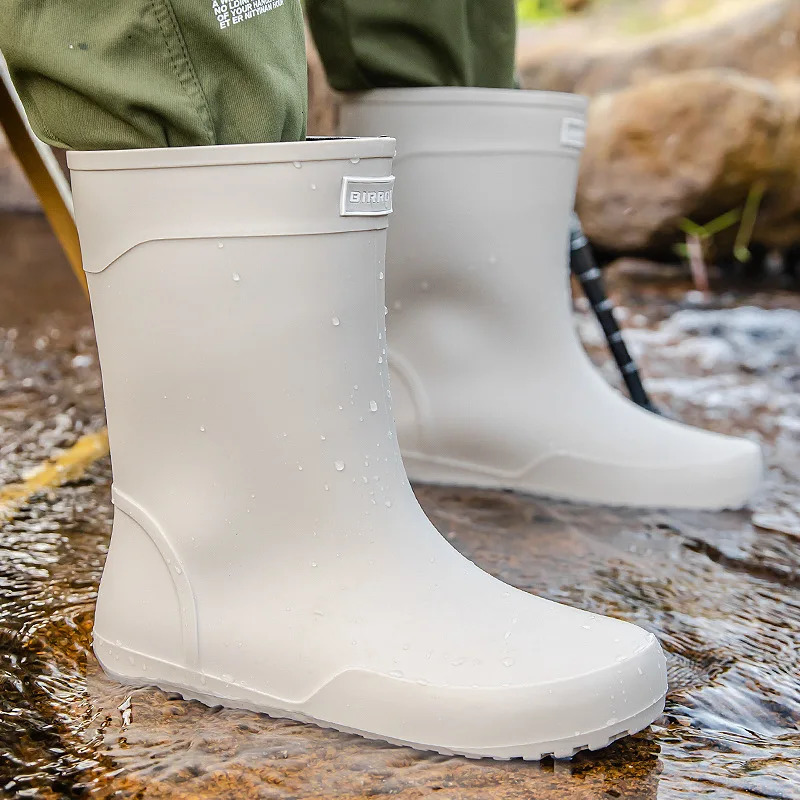 Mens Rain Boots Rubber Gumboots Mid-calf Waterproof Working Boots Comfort Non-slip Fashion Mens Rain Boots Rubber Gumboots 250213