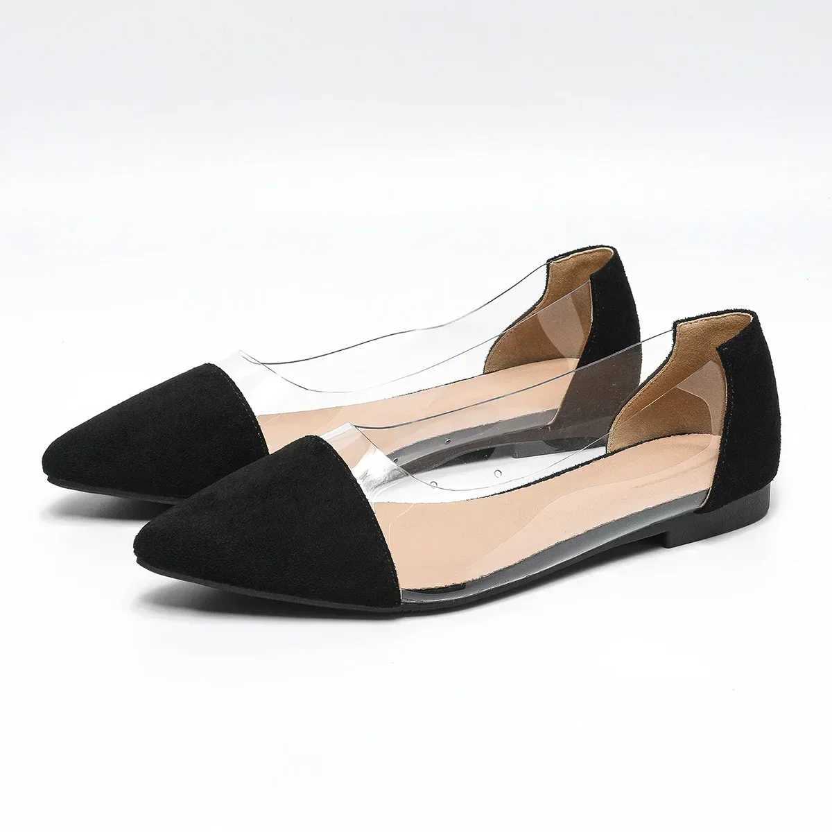 Sexy transparent shallow mouth flat Fi Pointed toe casual light and comfortable high temperature walking shoes 2024 Y250214