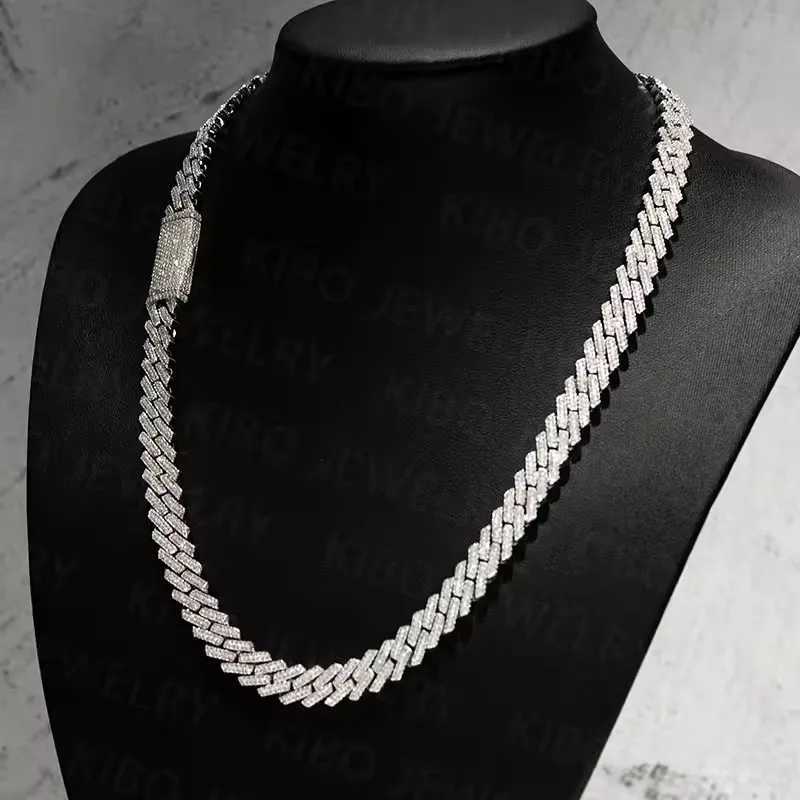 8mm 10mm 12mm 15mm Width Hip Hop Jewelry Diamond Necklace Mossanite Chaine S925 Silver Iced Out VVS Moissanite Cuban Link Chain