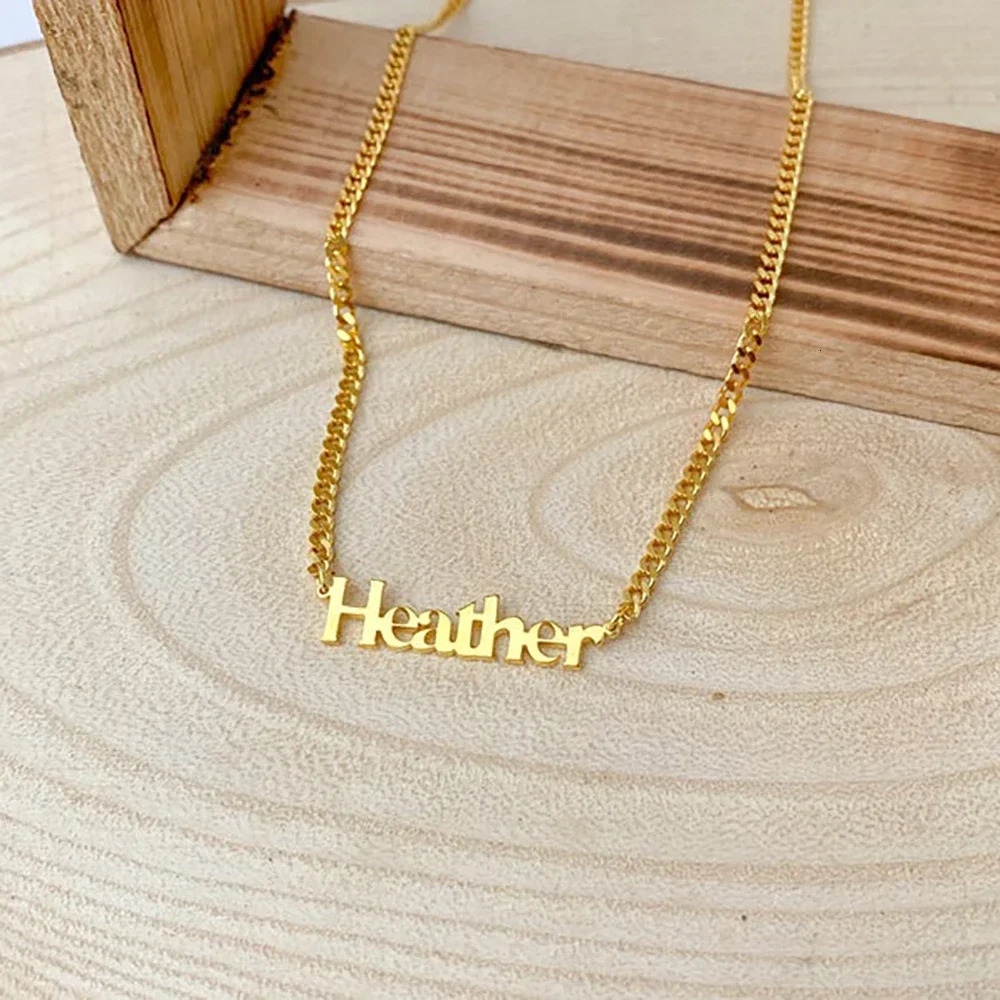 Customized Name Necklace for Women Mens Stainless Steel Cuban Chain Choker Personalized Nameplate Pendant Necklaces Jewelry Gift 250210