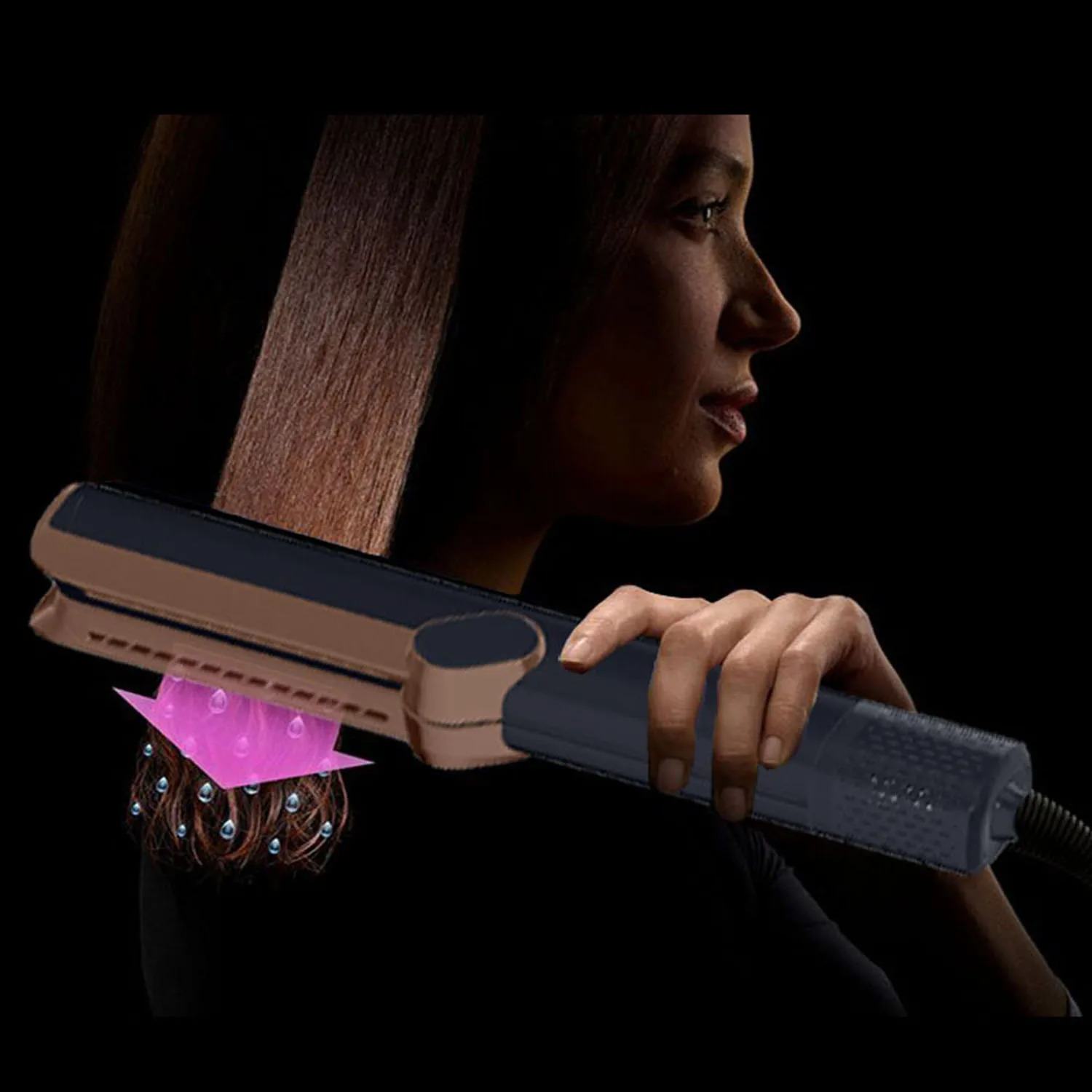 2 In 1 Airstrait Hair Straightener In Copper Hair Dryer 106000rpm Wet to Dry Straightening with Air LCD Screen Intuitive Airflow 250214