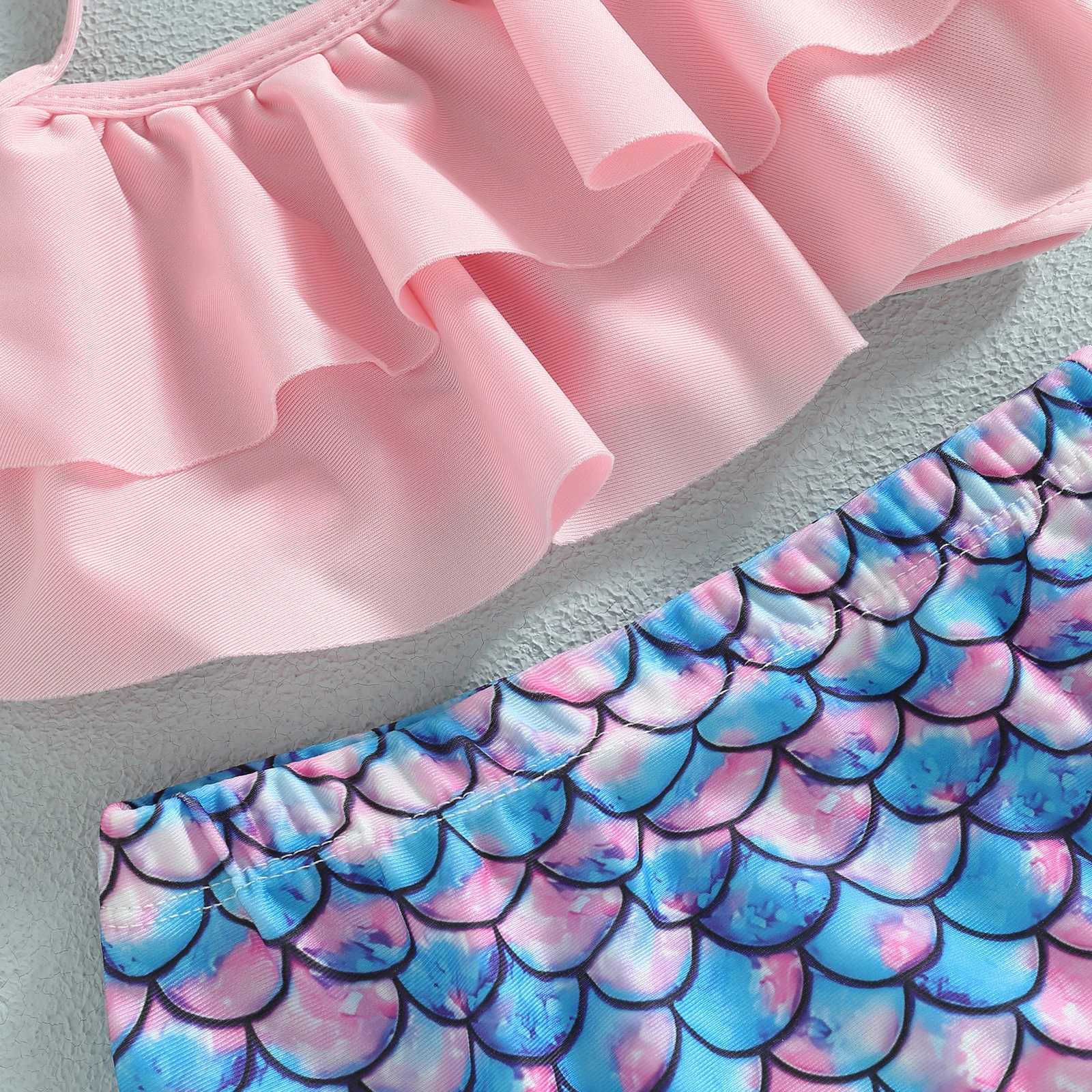 Summer Kid Girl Bikini Swimsuit Sleeveless Neck Vest Beach Shorts Swimwear Hat ClothesXJ250214