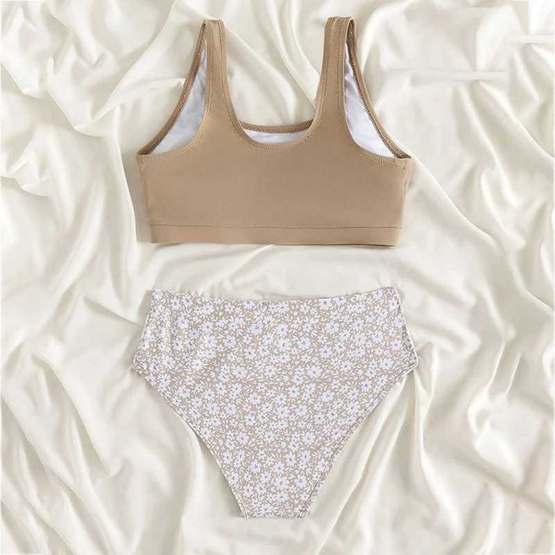 Girls Swimsuit Two Piece Childrens Swimwear Summer 8~14Year Teenager Girls Beachwear Kids Bikini SetsXJ250214