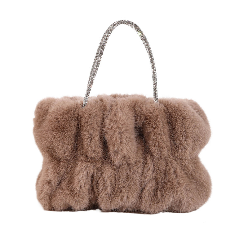 New winter fur high-end dinner bag, pleated cloud studded diamond handbag, fashionable and versatile, single shoulder diagonal cross