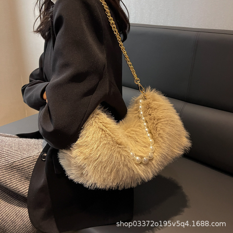 Autumn/Winter Women's Handbag Designer Handbag Warm Plush Shoulder Chain Shopper Wallet 2025 New Women's Handbag