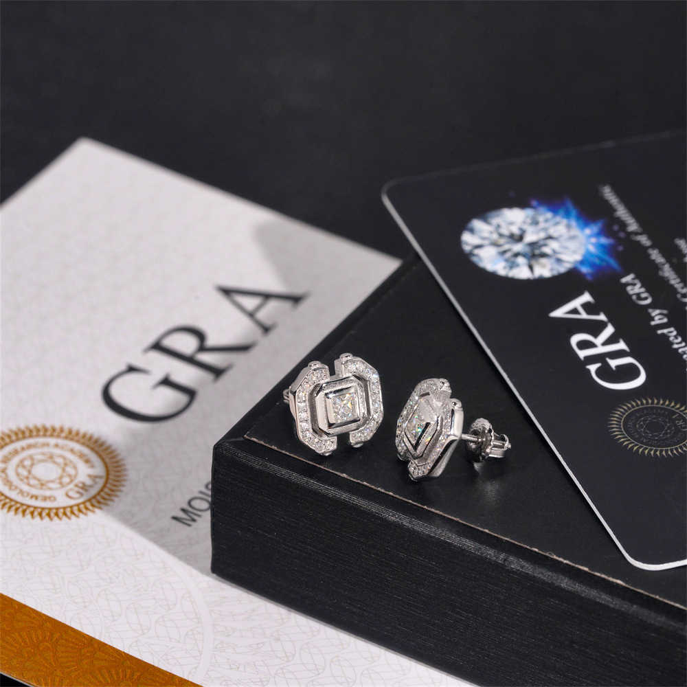 New 925 Silver VVS Mozambique Exquisite Earnail Main Stone 3.0mm Hip hop Earaccessory