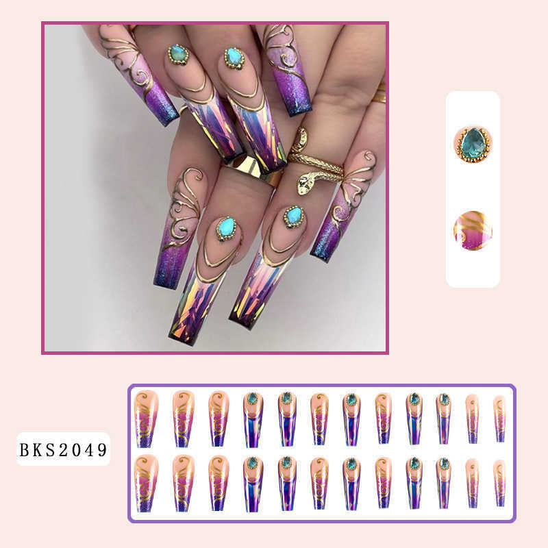 False Nails Wearing armor shining purple jewelry wearing nail plates finished wearable nail patches nail art H25215