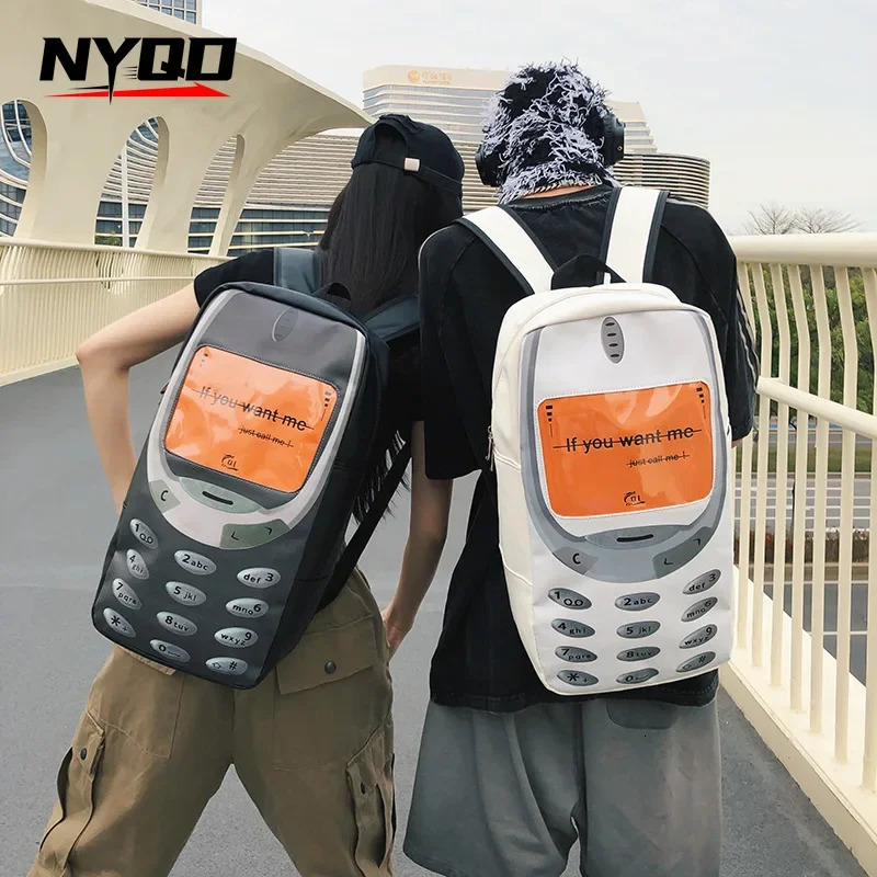 2024 Y2k Women Students Schoolbags Men Personality Vintage Telephone Messenger Bags Large Capacity Funny Ins Travel Backpacks 250122