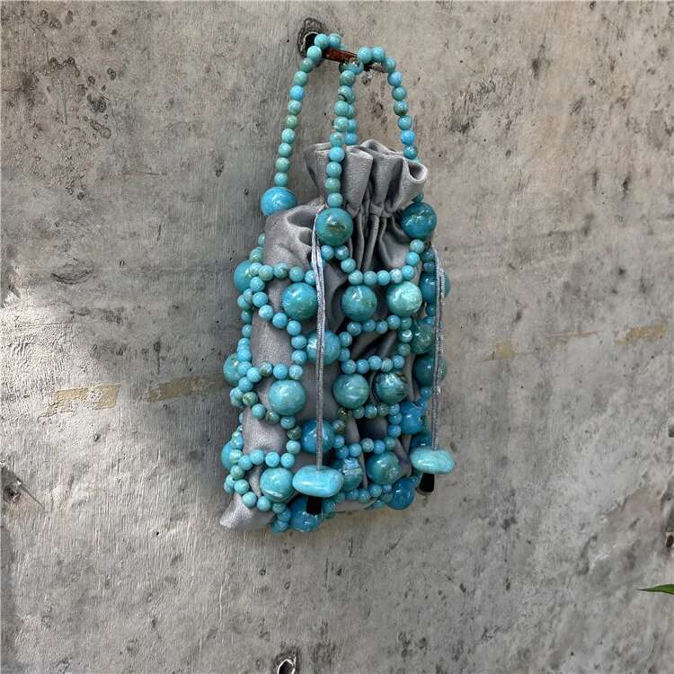 Boutique Acrylic Turquoise Stone Handmade Evening And Clutches For Women Formal Bags Party Rhie Handbags