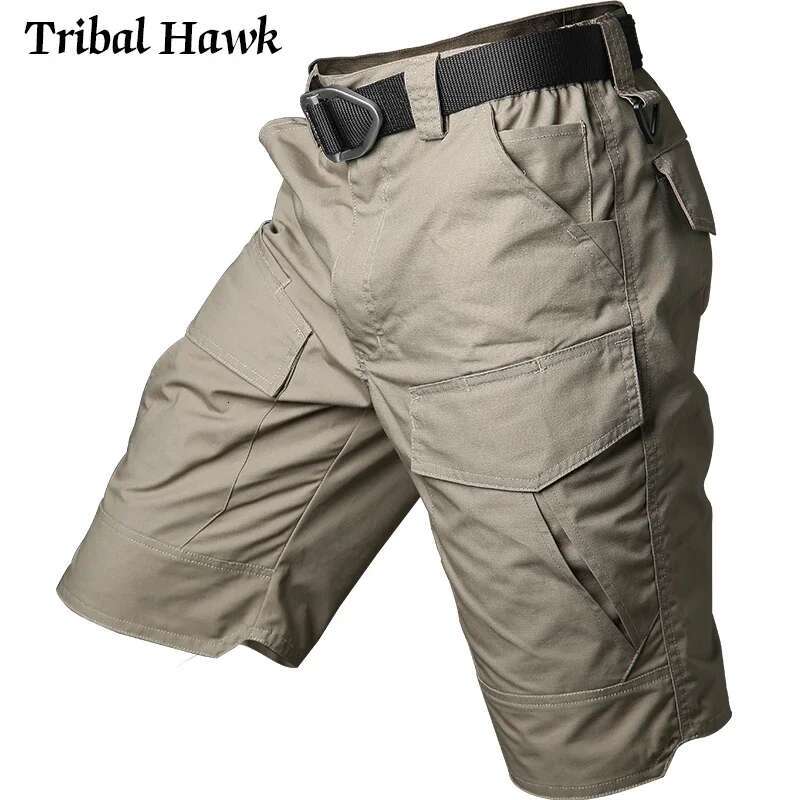 Summer Tactical Cargo Men Camouflage Waterproof Pants Airsoft Multi Pocket Cotton Shorts