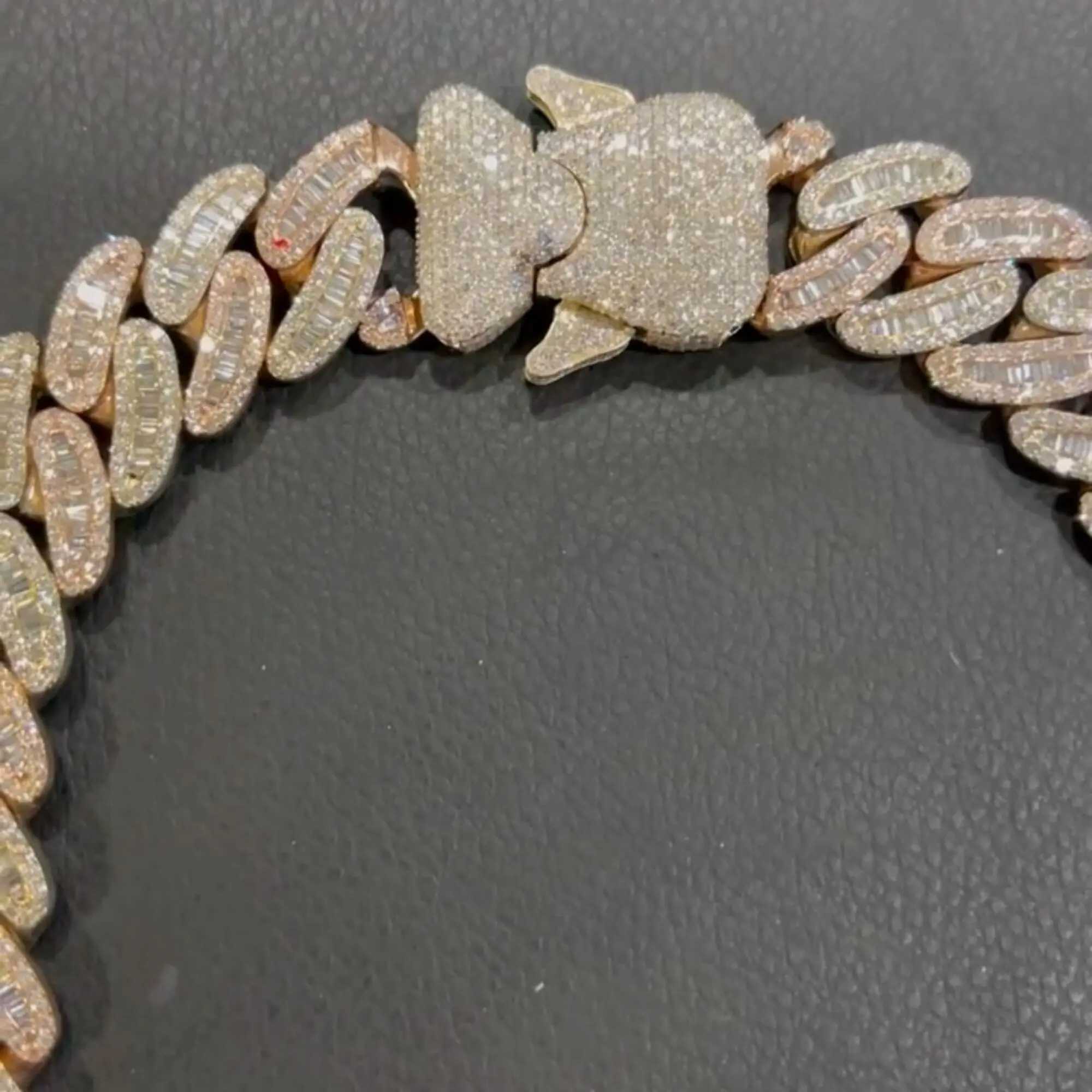 Luxury 18mm Hip Hop Full Iced Out Rope Chain Vvs Diamond Moissanite Rope Chain Men Hip Hop Iced Out