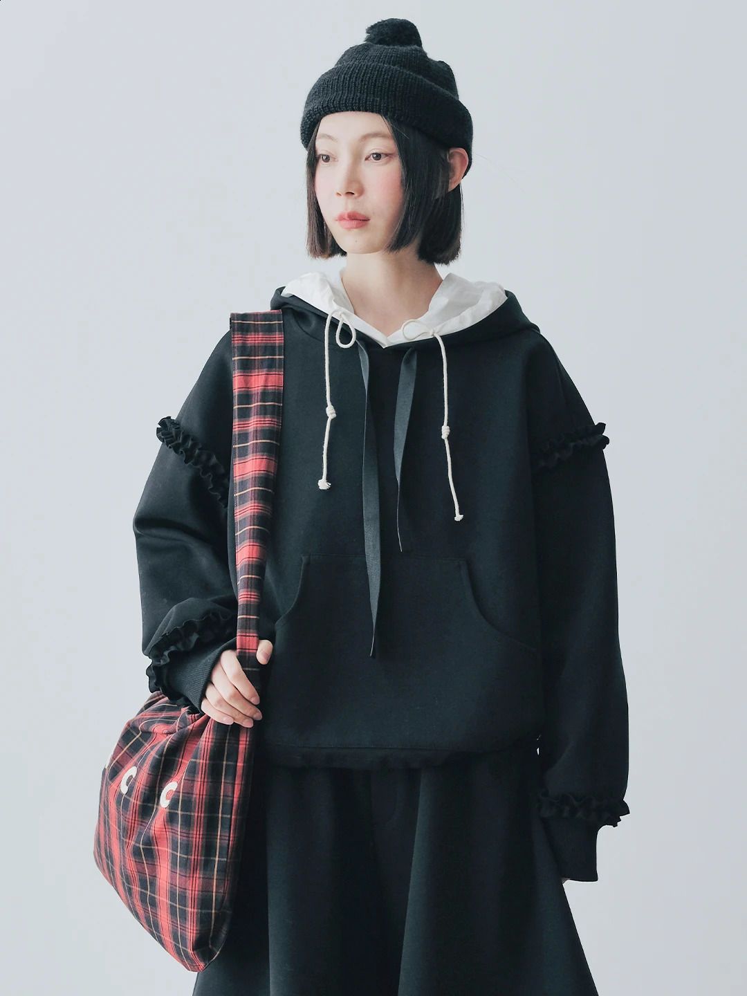 autumn lace hooded drawstring loose top for women 244837 250213