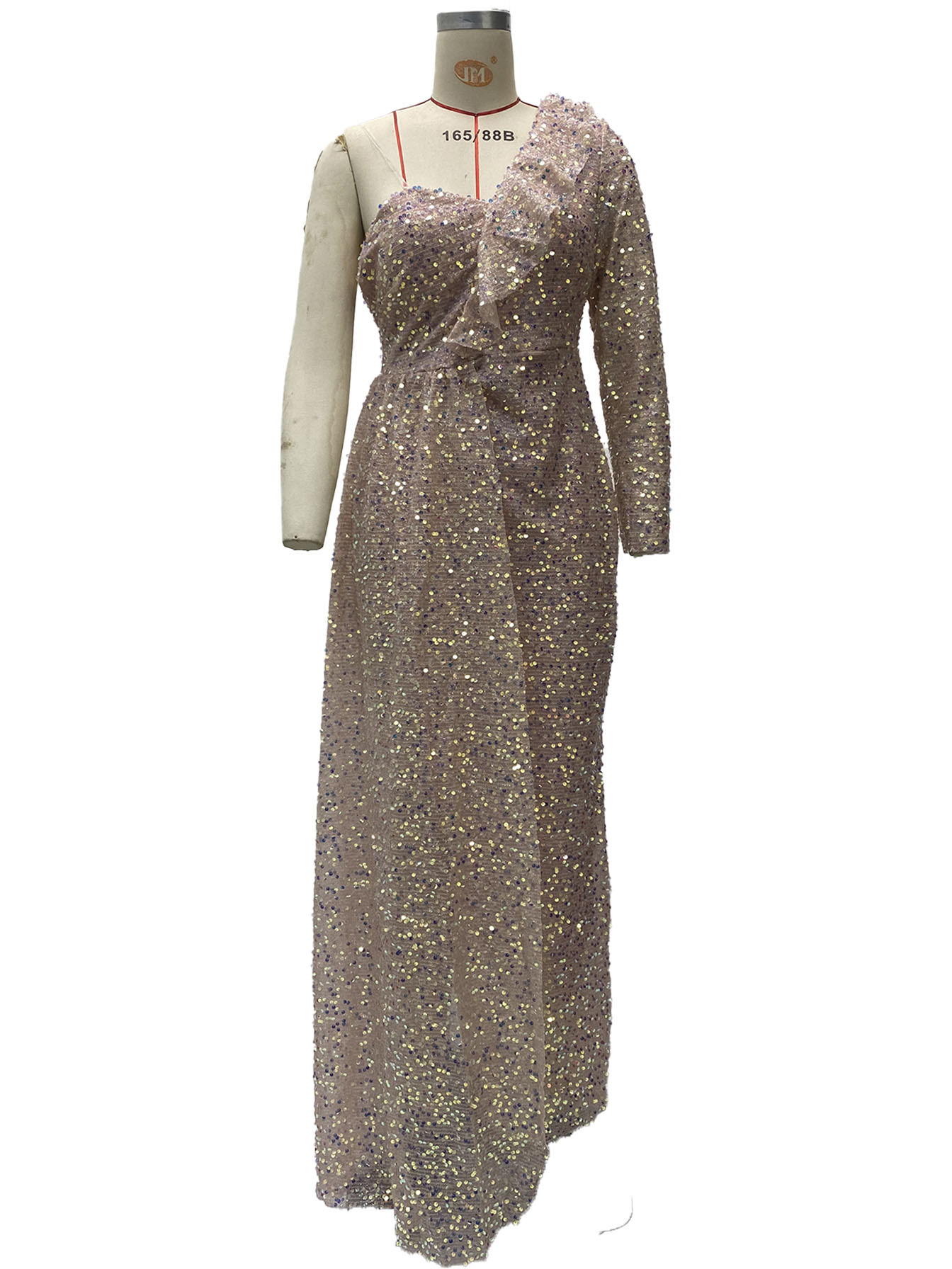 (207) Robes d'hiver Fashion New Style One épaule à paillette de demoiselle d'honneur robe de demoiselle d'honneur Vêtements pour femmes