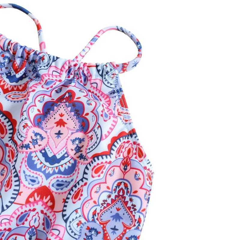 Summer Kids Swimsuits for Girl 1-6Y Chic Halter Two Piece Bikin Swimwear Infant Child Fast Dry Breathable Swimming WearXJ250214