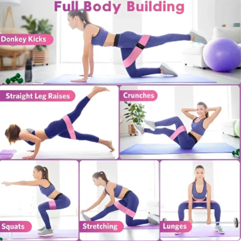 1PC Elastic Squat Resistance Band Butt Circle Portable Sports Fitness Body Tension Yoga Shaping Stretch Training 250213