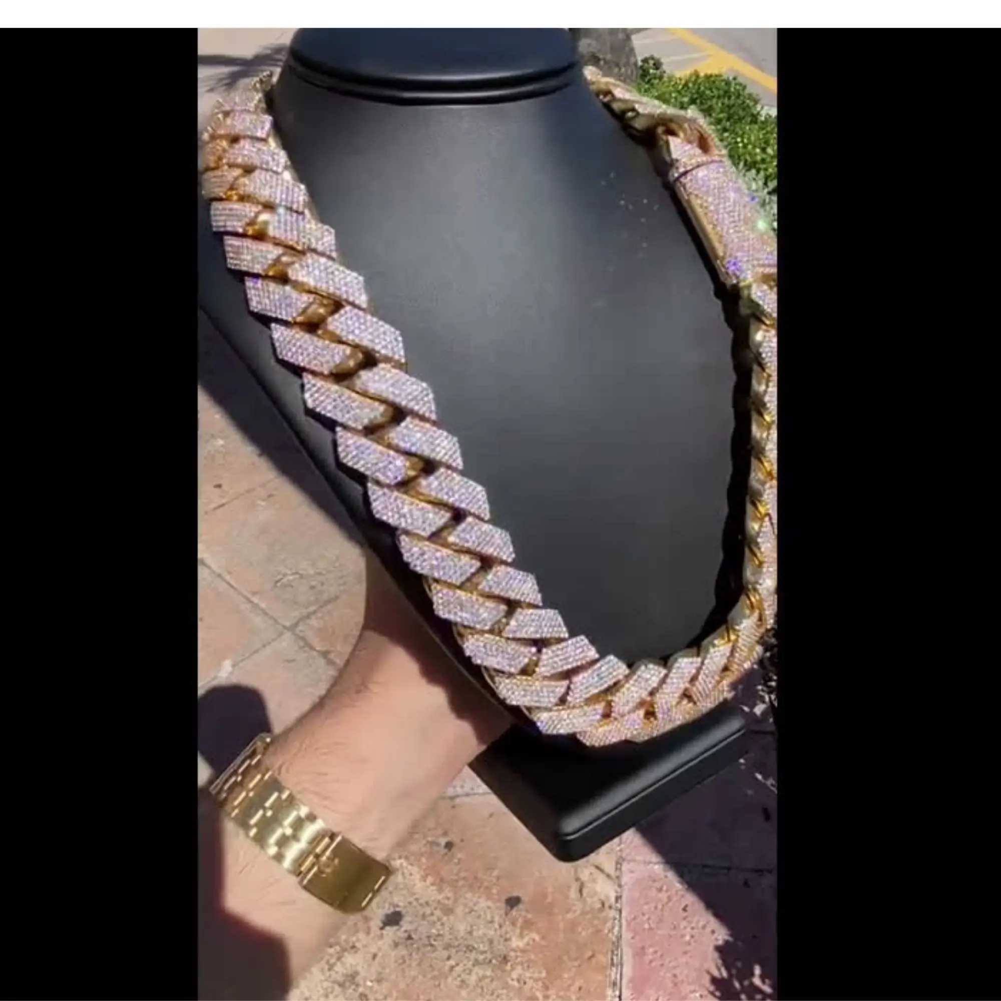 Top Quality 22mm 700 Grms Miami Cuban Chain Iced Out Chain Ready to Ship 10k Gold Vvs Lab Grown Diamond Chain Cuban Link