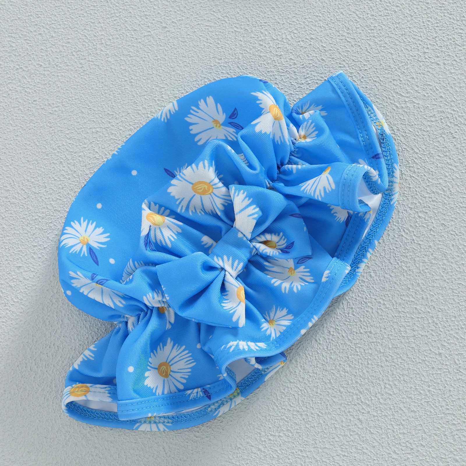 Toddler Baby Girls Floral Swimsuit Cotton Beachwear Newborn Long Sleeve Bikini with Hat Swimwear Infant Summer Bathing SuitsXJ250214