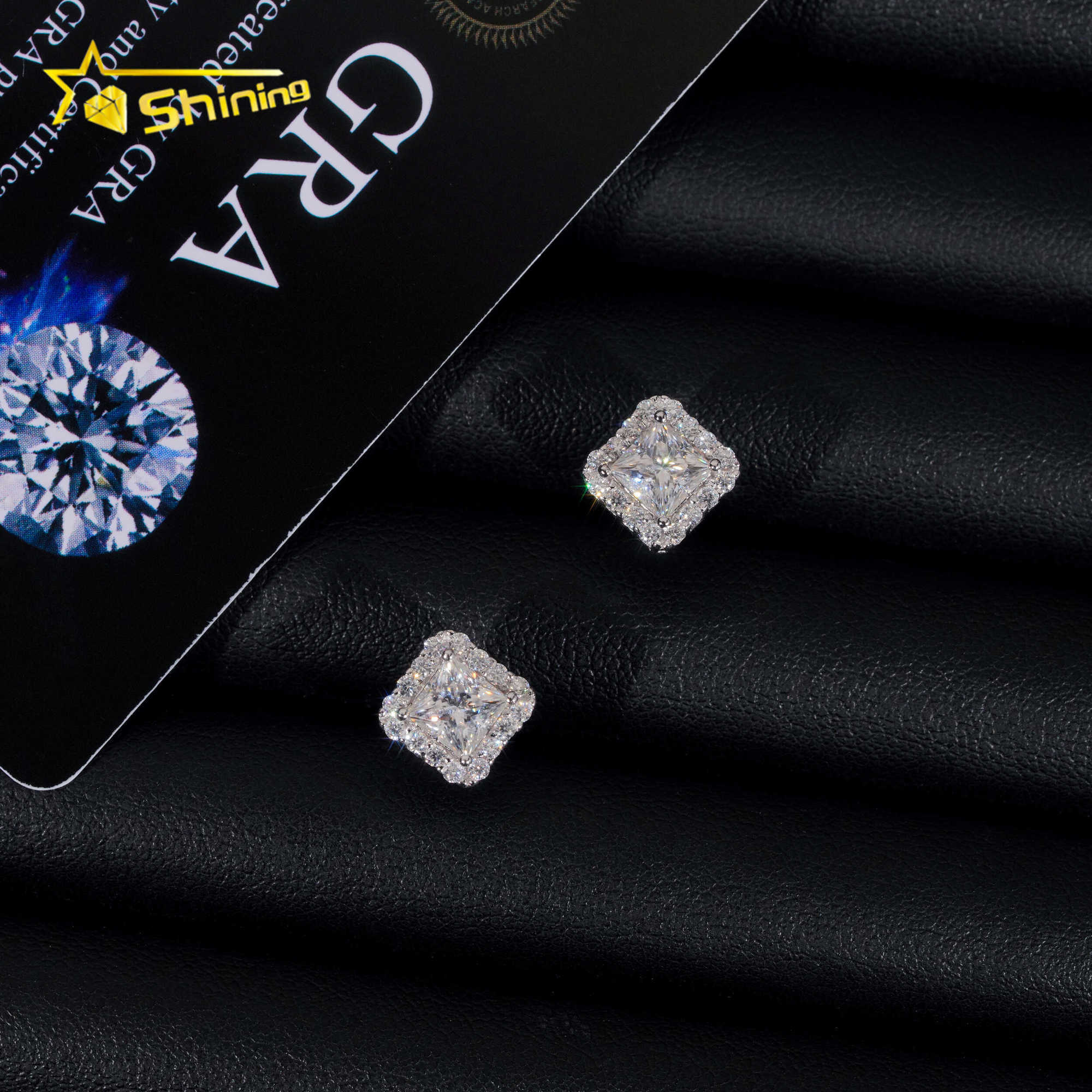 New Style GRA Certified Pass Diamond Tester VVS Diamond Earrings Silver 925 Hip Hop Moissanite Stud Earrings