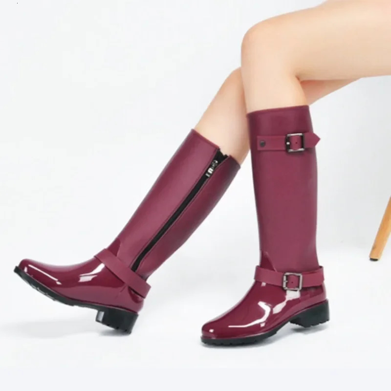 Fashion Womens High Tube Rubber Boots Outdoor Non Slip Hiking Water Shoes for Women Waterproof Garden Shoes Rain Boots Women 250213