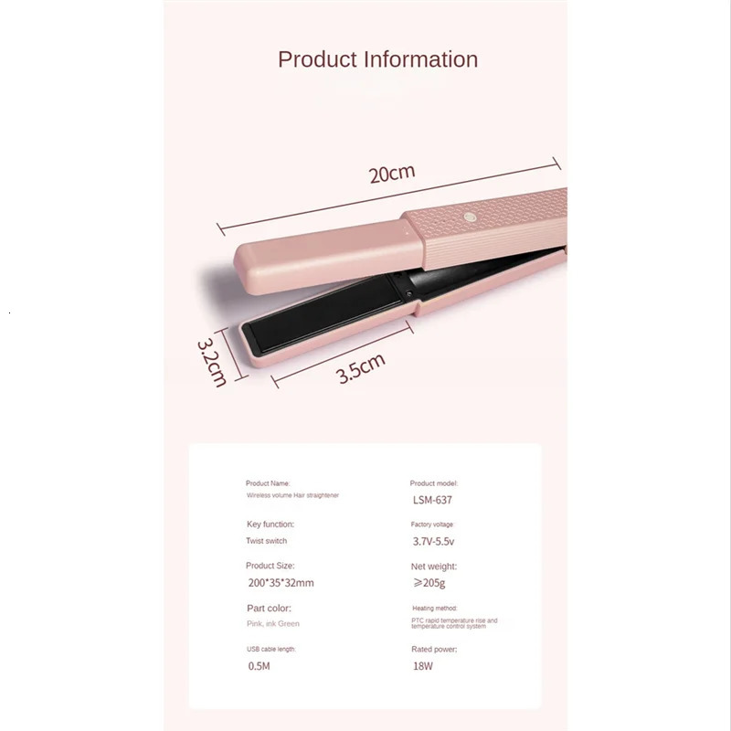 Wireless Hair Straightening Splint Straight Hair Stick Portable Straight Curling Stick Inner Buckle Bangs Styling Tool B 250214