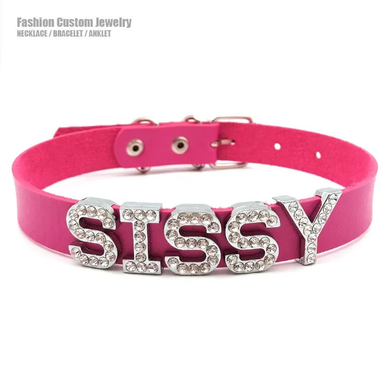 Letter SISSY Necklace Sexy Women Mens Custom Name Choker Collar Costume Party Cosplay Halloween Jewelry Gift 250210