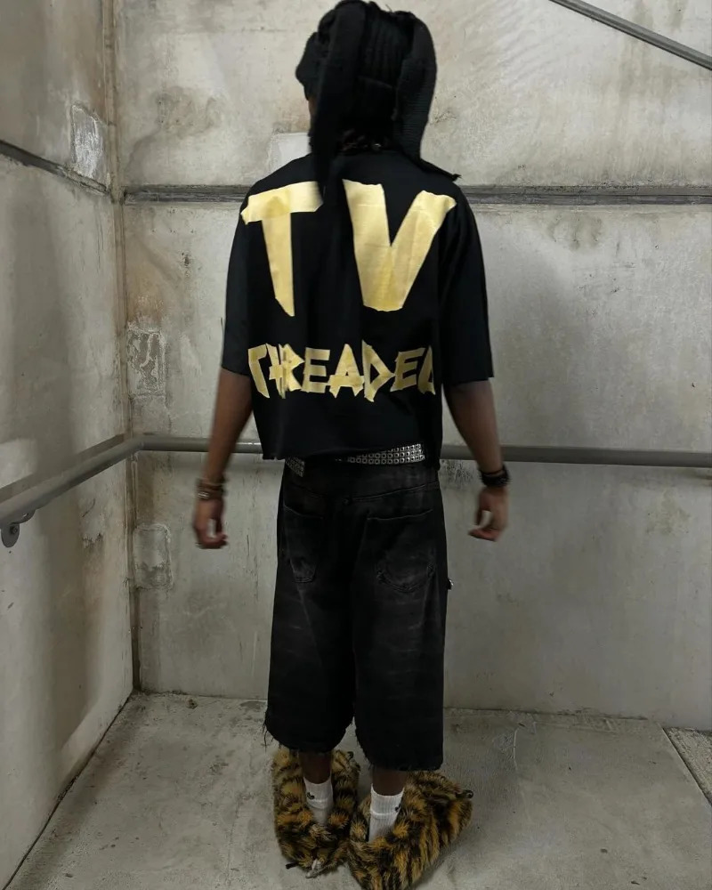 Y2k Rock Hip-hop Fashion T-shirt American Street Harajuku Retro Letter Printing Oversized Short-sleeved Tops Men Women Clothing 250210